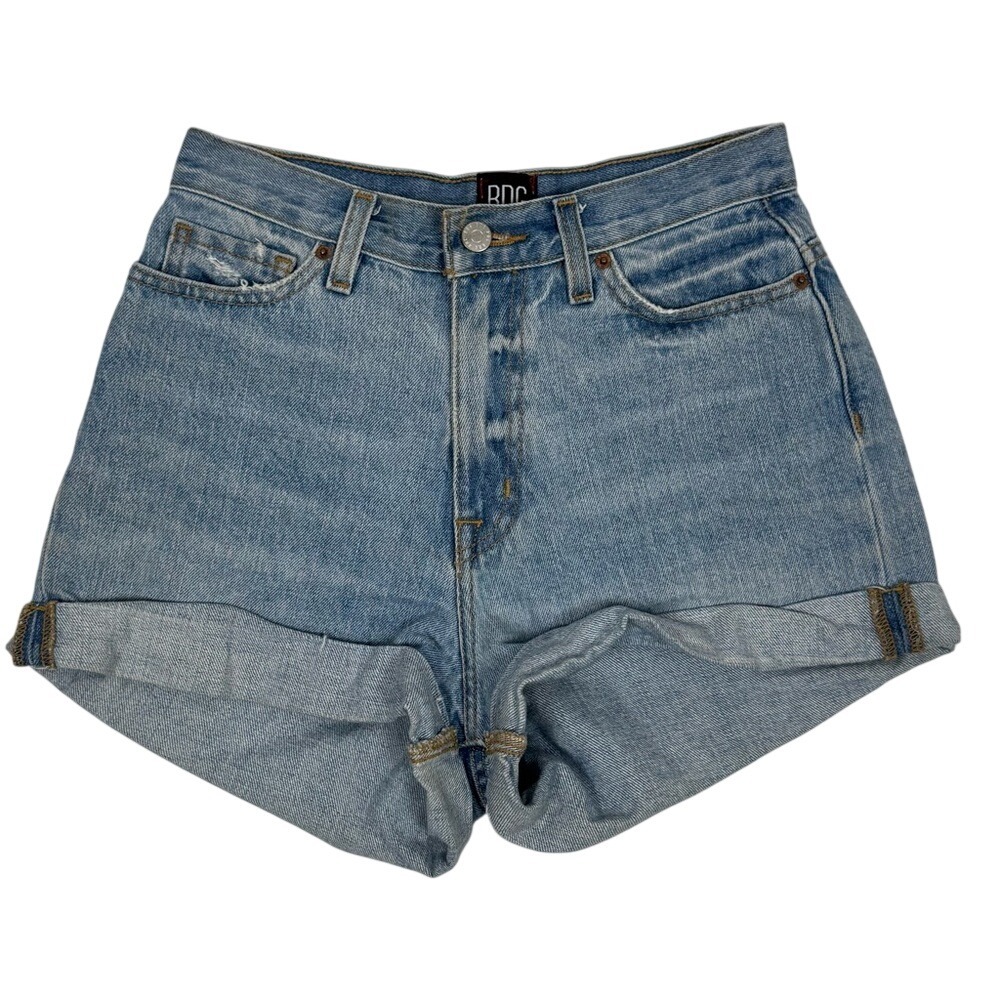 BDG Urban‎ Outfitters High Rise Denim Shorts Light Wash Cuffed Women's
